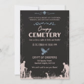 Creepy Cemetery Dusty Red met blauw accent Kaart (Voorkant)