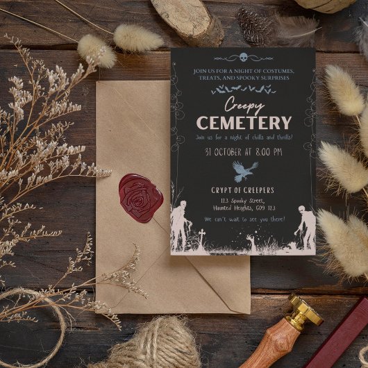 Creepy Cemetery Dusty Red met blauw accent Kaart