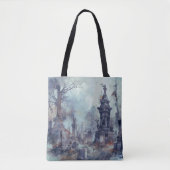 Creepy Cemetery Graveyard Graves kruist Halloween Tote Bag (Voorkant)