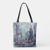 Creepy Cemetery Graveyard Graves kruist Halloween Tote Bag (Achterkant)