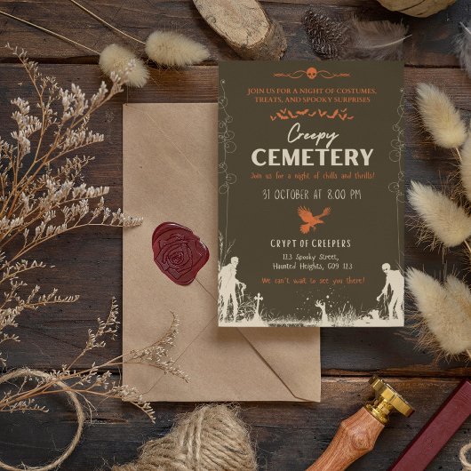 Creepy Cemetery Pearl met Carrot Sinaasappel Accen Kaart