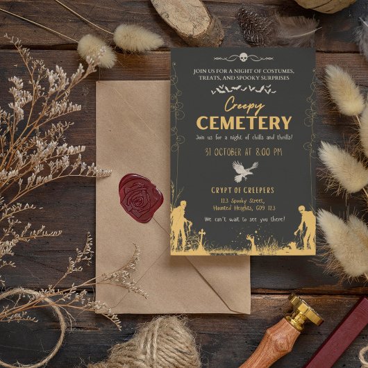 Creepy Cemetery Zwart en Goud Kaart