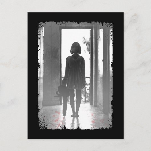 Creepy Chainsee Girl Horror Dark Art Briefkaart (Voorkant)