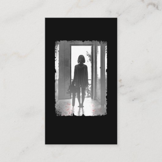 Creepy Chainsee Girl Horror Dark Art Visitekaartje (Voorkant)