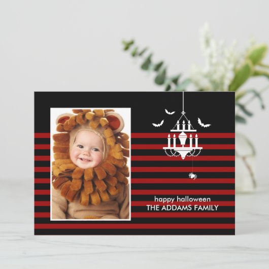 Creepy Chandelier Halloween-fotokaart Kaart (Staand voorkant)
