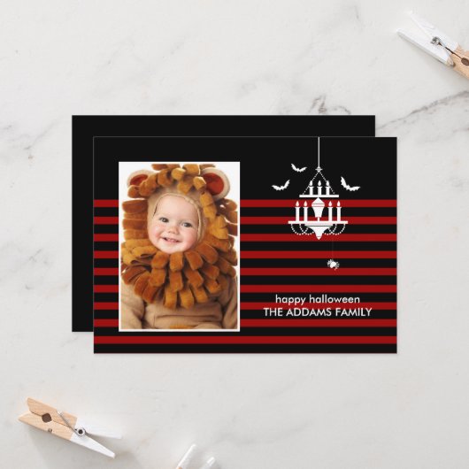 Creepy Chandelier Halloween-fotokaart Kaart (Voorkant / Achterkant in situ)