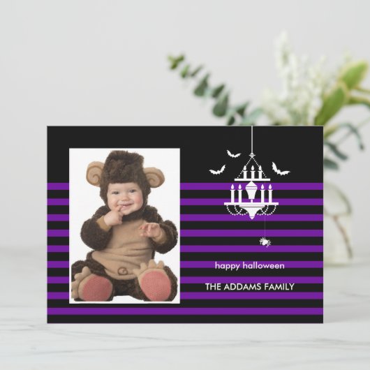 Creepy Chandelier Halloween-fotokaart Kaart (Staand voorkant)