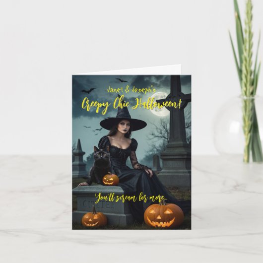 Creepy Chic Halloween gevouwen uitnodiging (Voorkant)