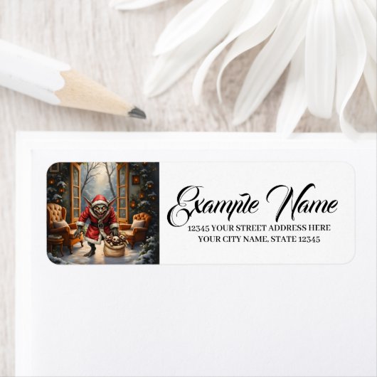 Creepy Christmas Goblin – Dark Fantasy Evil Santa Etiket (Insitu)