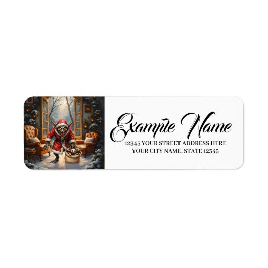 Creepy Christmas Goblin – Dark Fantasy Evil Santa Etiket (Voorkant)