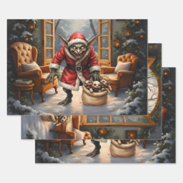 Creepy Christmas Goblin – Dark Fantasy Evil Santa Inpakpapier Vel