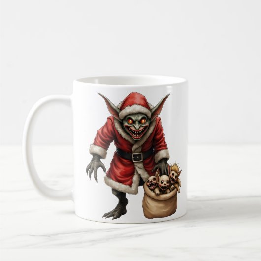 Creepy Christmas Goblin – Dark Fantasy Evil Santa Koffiemok (Links)