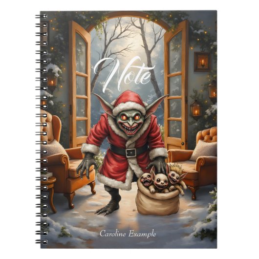 Creepy Christmas Goblin – Dark Fantasy Evil Santa Notitieboek (Voorkant)
