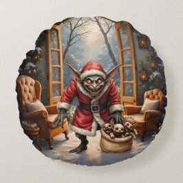 Creepy Christmas Goblin – Dark Fantasy Evil Santa Rond Kussen