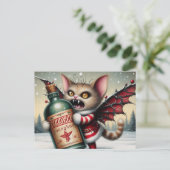 Creepy Christmas Horror  Fairy Kat Briefkaart (Staand voorkant)