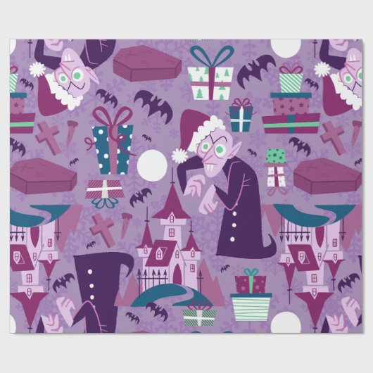 Creepy Christmas Nosferatu Santa Vampire Cadeaupapier (Vlak)