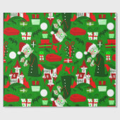 Creepy Christmas Nosferatu Santa Vampire Red Cadeaupapier (Vlak)