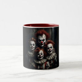 Creepy Circus Clown Familie Tweekleurige Koffiemok