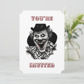 Creepy Circus Clown  Halloween Party Kaart (Staand voorkant)