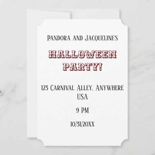 Creepy Circus Clown  Halloween Party Kaart (Achterkant)