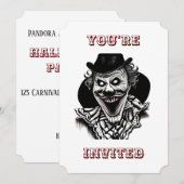 Creepy Circus Clown  Halloween Party Kaart (Voorkant / Achterkant)
