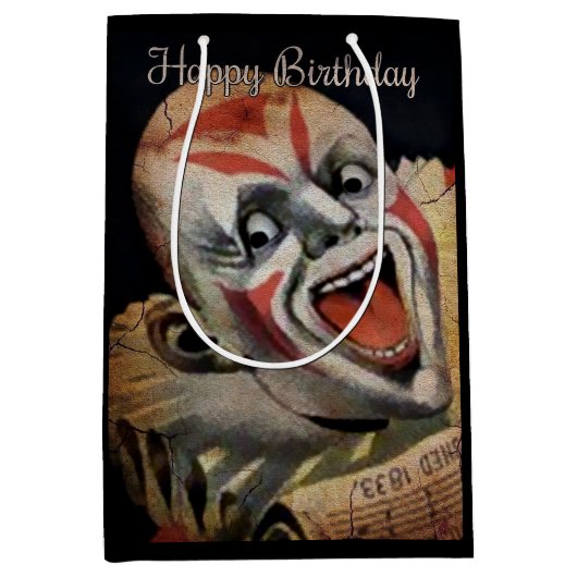 Creepy Clown Birthday Gift Bag Medium Cadeauzakje (Voorkant)