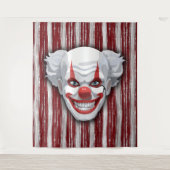 Creepy Clown Carnaval Halloween Foto Achtergrond Wandkleed (Voorkant)