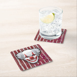 Creepy Clown Carnaval Halloween Kartonnen Onderzetters