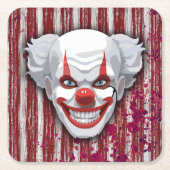 Creepy Clown Carnaval Halloween Kartonnen Onderzetters (Voorkant)