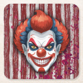 Creepy Clown Carnaval Halloween Kartonnen Onderzetters (Voorkant)