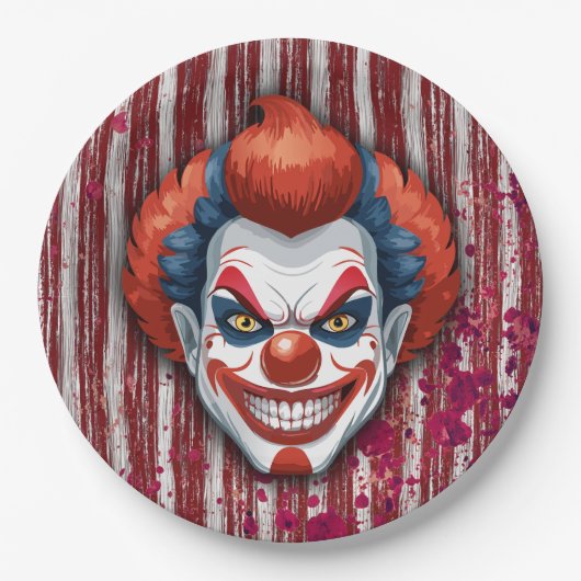 Creepy Clown Carnaval Halloween Papieren Bordje (Voorkant)