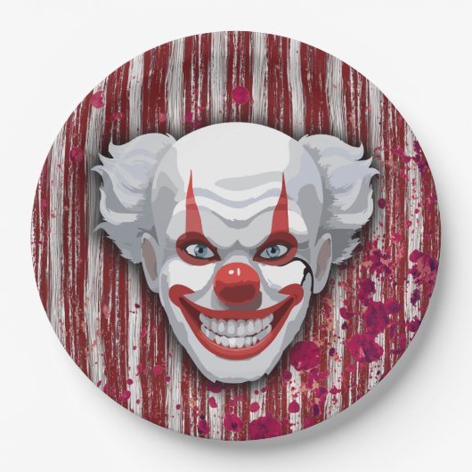 Creepy Clown Carnaval Halloween Papieren Bordje (Voorkant)