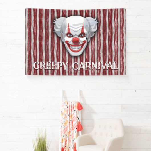 Creepy Clown Carnaval Halloween Spandoek (Insitu)