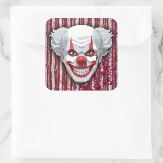 Creepy Clown Carnaval Halloween Vierkante Sticker (Tas)