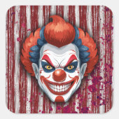 Creepy Clown Carnaval Halloween Vierkante Sticker (Voorkant)