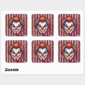 Creepy Clown Carnaval Halloween Vierkante Sticker (Vel)