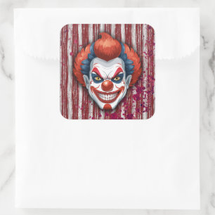 Creepy Clown Carnaval Halloween Vierkante Sticker