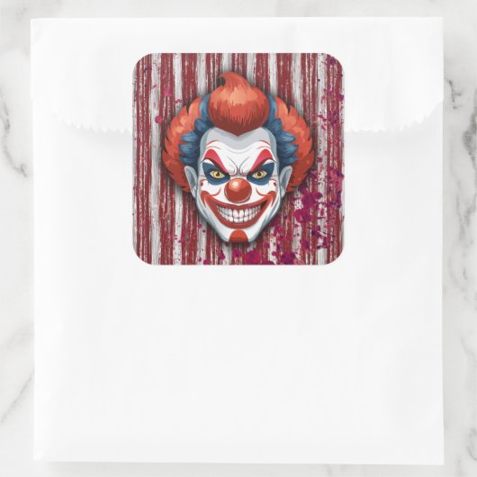 Creepy Clown Carnaval Halloween Vierkante Sticker (Tas)