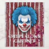 Creepy Clown Carnaval Halloween Wijn Etiket (Enkel label)