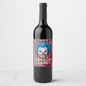 Creepy Clown Carnaval Halloween Wijn Etiket (Voorkant)