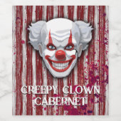 Creepy Clown Carnaval Halloween Wijn Etiket (Enkel label)