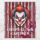 Creepy Clown Carnaval Halloween Wijn Etiket (Enkel label)