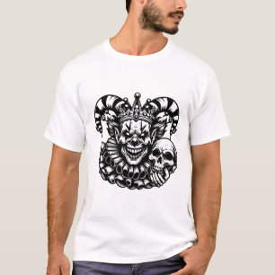 Creepy Clown: een boze nar met schedel T-shirt
