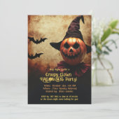 Creepy clown Halloween Bash Uitnodiging (Staand voorkant)