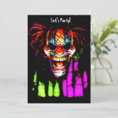 Creepy Clown Halloween Invitations Kaart (Staand voorkant)