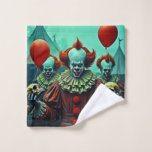 Creepy Clown Horror Scene Ontwerp Bad Handdoek (Wasdoekje)