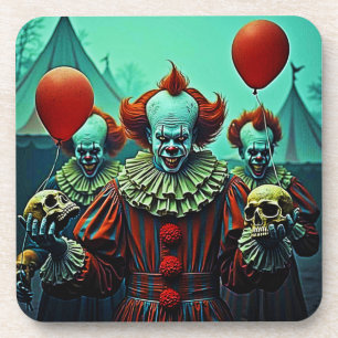 Creepy Clown Horror Scene Ontwerp Bier Onderzetter