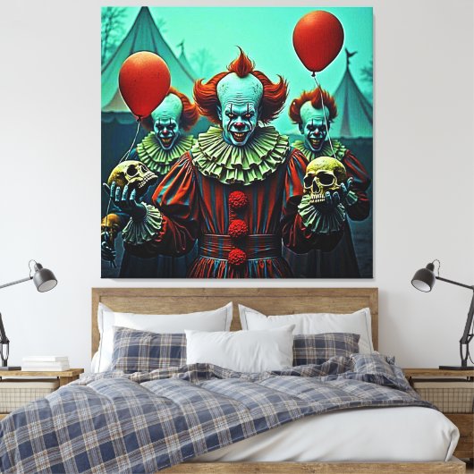 Creepy Clown Horror Scene Ontwerp Canvas Afdruk (Insitu (Slaapkamer))