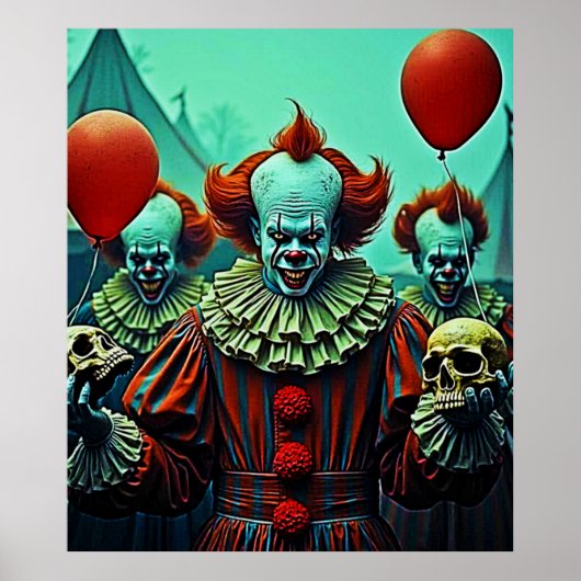 Creepy Clown Horror Scene Ontwerp Poster (Voorkant)