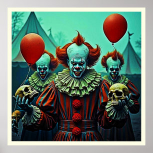Creepy Clown Horror Scene Ontwerp Poster